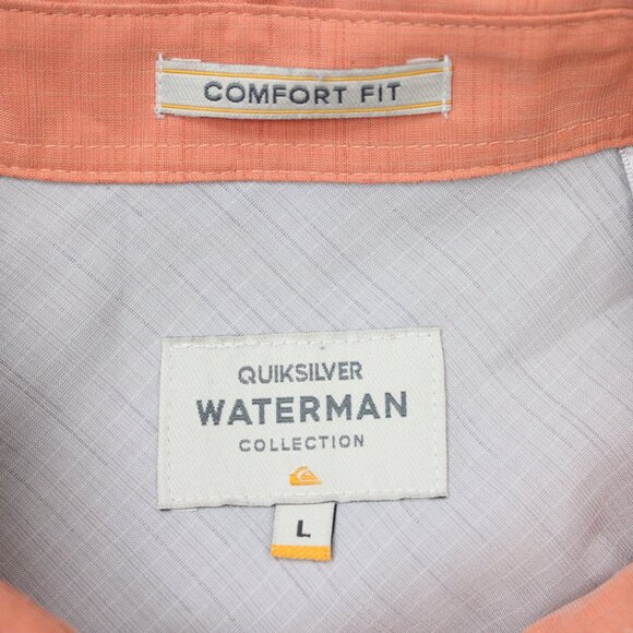 Quiksilver Waterman Shirt Mens Large Orange Comfort Fit Short Sleeve Modal/Poly - Picture 7 of 14